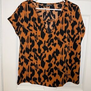 Black and Tan Patterned Blouse